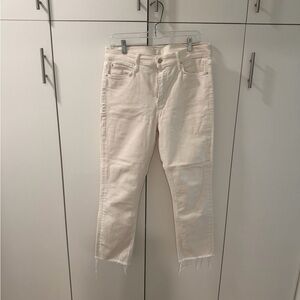 MOTHER Ankle Cropped Jeans in Cream